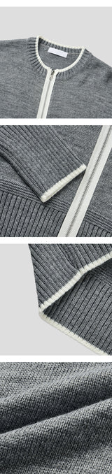 [F/W] ラインフィンガーホールニットジップアップ(3color)