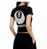 Stretch Cotton Slim Short Sleeve T-shirt Eight Ball Black
