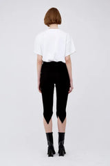 V　Cut　rib　half　pants