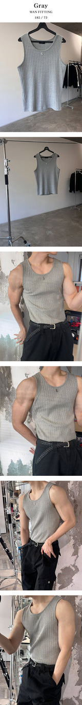 [S/S] High ribbed logo sleeveless(6color)