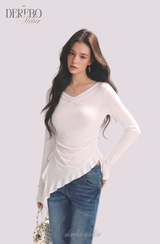 サイドシャーリングレディロングスリーブTシャツ