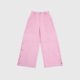 leather mix snap pants