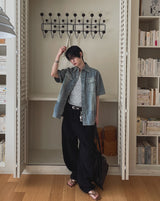 Bart Camo Cutout Wide Denim Pants