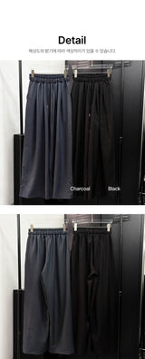 Drape wide banding slacks(2color)
