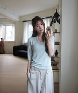 slow halter layer 3/4 sleeve top