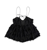 Black Swan Backless Fringe Bustier Top
