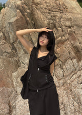EYELET LINE HOOD VEST