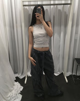 Belted dying cargo pants