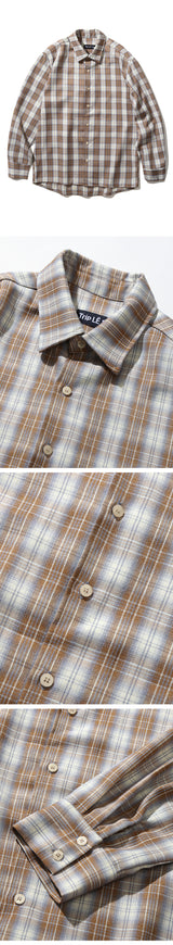 PATTERNED ETHNIC OMBRE CHECK SHIRT_BEIGE