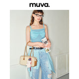 muva.ライトレトロ スプライスド キャンバス ボストンバッグ ラージキャパシティ ショルダーバッグ