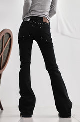 Black pin bootcut denim
