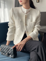 Shurea No Collar Pearl Tweed Jacket