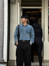 Volume curved cotton pants