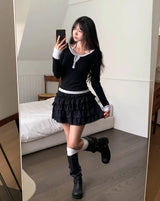 Kivi Lace Frill Tiered Mini Skirt