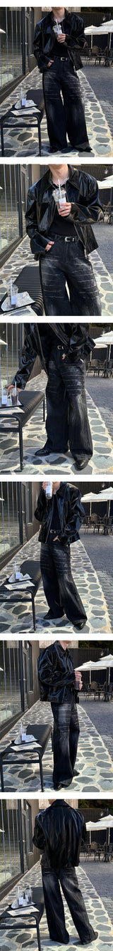 [F/W] エナメルレザーショートジャケット(2color)