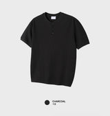 ルックローガンデイリーワッフルヘンリーネックショートスリーブTシャツ