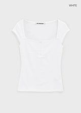 [MADE] Daychi Button Cap Sleeve Short Sleeve Top