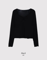 ルアシャーリングレースフリルリブTシャツ (4color)