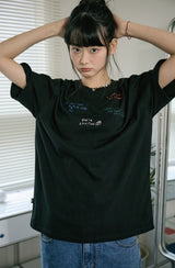 26SS★ Draw Stitch Embroidered Short Sleeve Tee