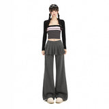 Layered Pleated Skirt Flare Pants