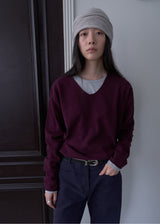 Milo V-neck Wool Knit (Plum)