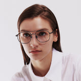 Knouun Square titanium glasses CODE. 102. G Black N Gray