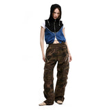 WRINKLE MIXED CAMO CARGO PANTS - BROWN CAMO