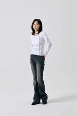 LISE SHIRRING TOP / WHITE