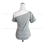 モディオフショルダーアンバランスTシャツ