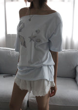 SHELL SHIRRING OFF TEE