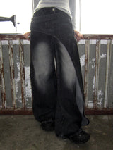 Wrap washing wide denim-PT
