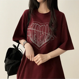 フェイスハートボクシーフィット半袖Tシャツ