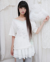TEA DIARY V-NECK TOP / WHITE