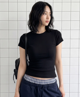 Stretch Cotton Slim Short Sleeve T-shirt Black