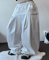ツーダブルピンタックバルーンワイドロゴパンツ 🤍🩶🖤3カラー