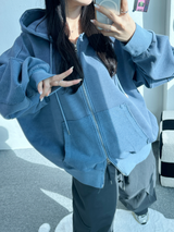 PIGMENT PATCH POINT 2-WAY HOOD ZIP-UP💛🩵🩶 - 3 COLORS
