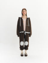 フラッフィージップアップフーディー (Brown)