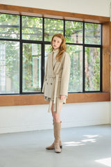 CLASSY HERRINGBONE WOOL JACKET / IVORY