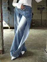 Wrap washing wide denim-PT