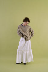 Gather check shirring skirt_ivory