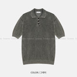 LMN Refell Pigment Washable Collar Short Sleeve Knitwear (5 colors)
