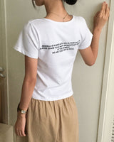 "ONLY" レタリングUネックショートスリーブTシャツ