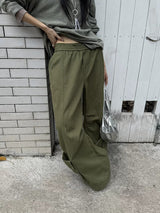 Khaki Cargo Wide Leg Straight Pants