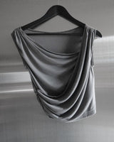 Ripple Drape One-Shoulder Off-Sleeveless