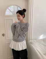 #ワンショルダーリボンルーズフィットスウェットシャツ (4color)