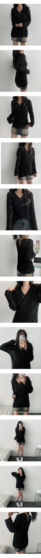 ラロアイレットパンチングニット (3 colors)