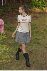 April Banding Check Mini Skirt Navy