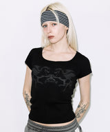 PEGASUS RIBBED TOP (BLACK) F26QB058