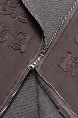 No.0998 pigment embro hood zip-up