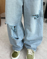 Decken Damaged Wide Denim Pants